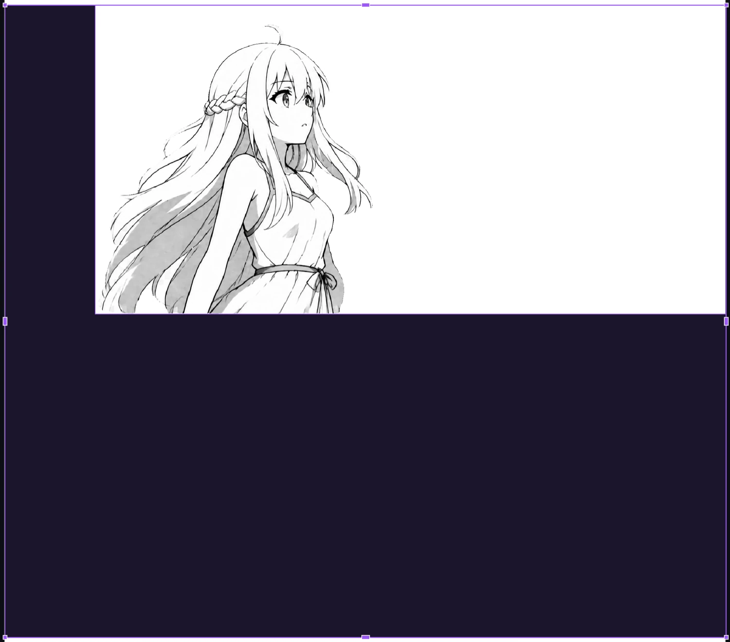 The panel placed on an expanded blank canvas