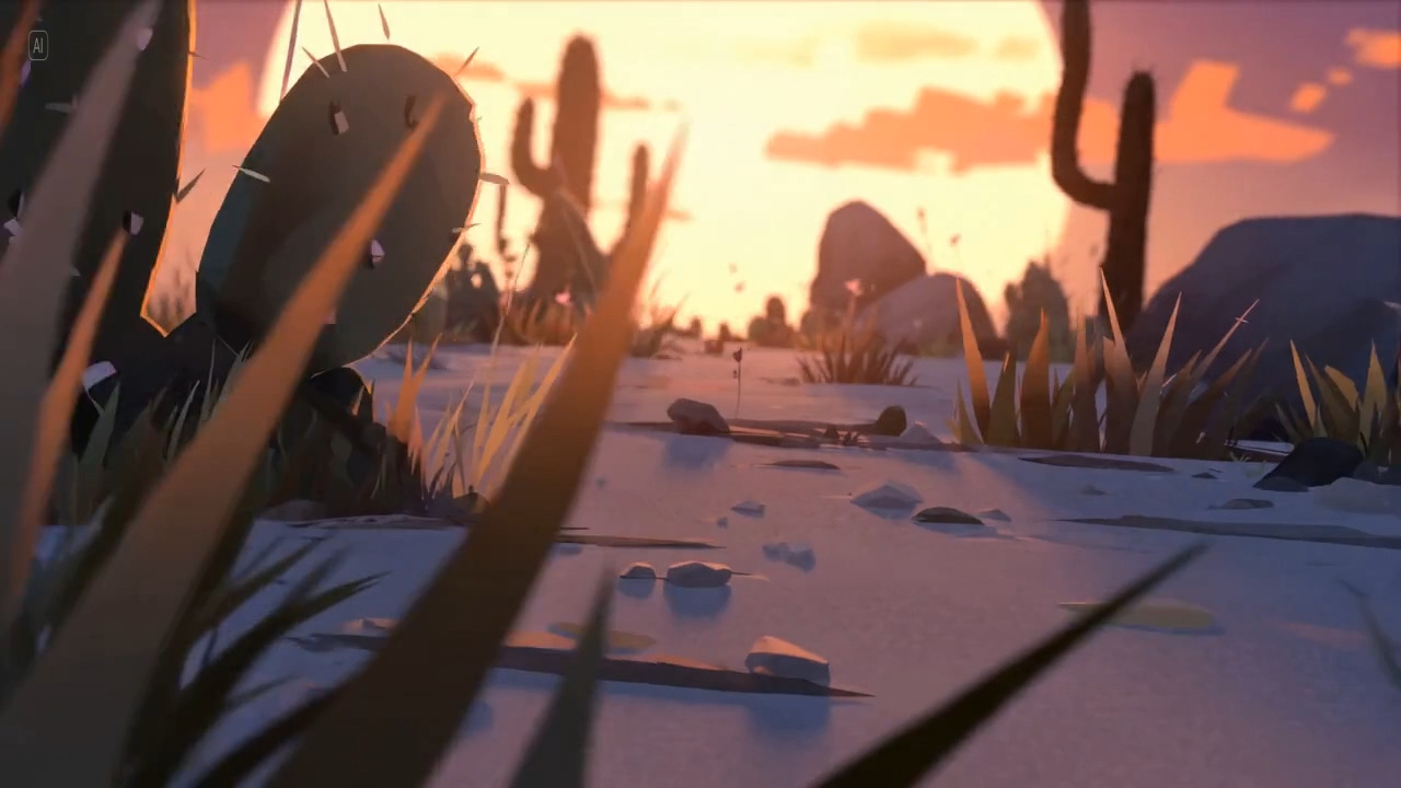 Background reference — a desert of cacti at sunset