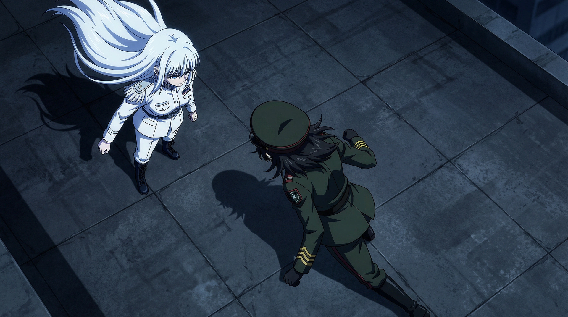 Colored keyframe — high angle over the rooftop
