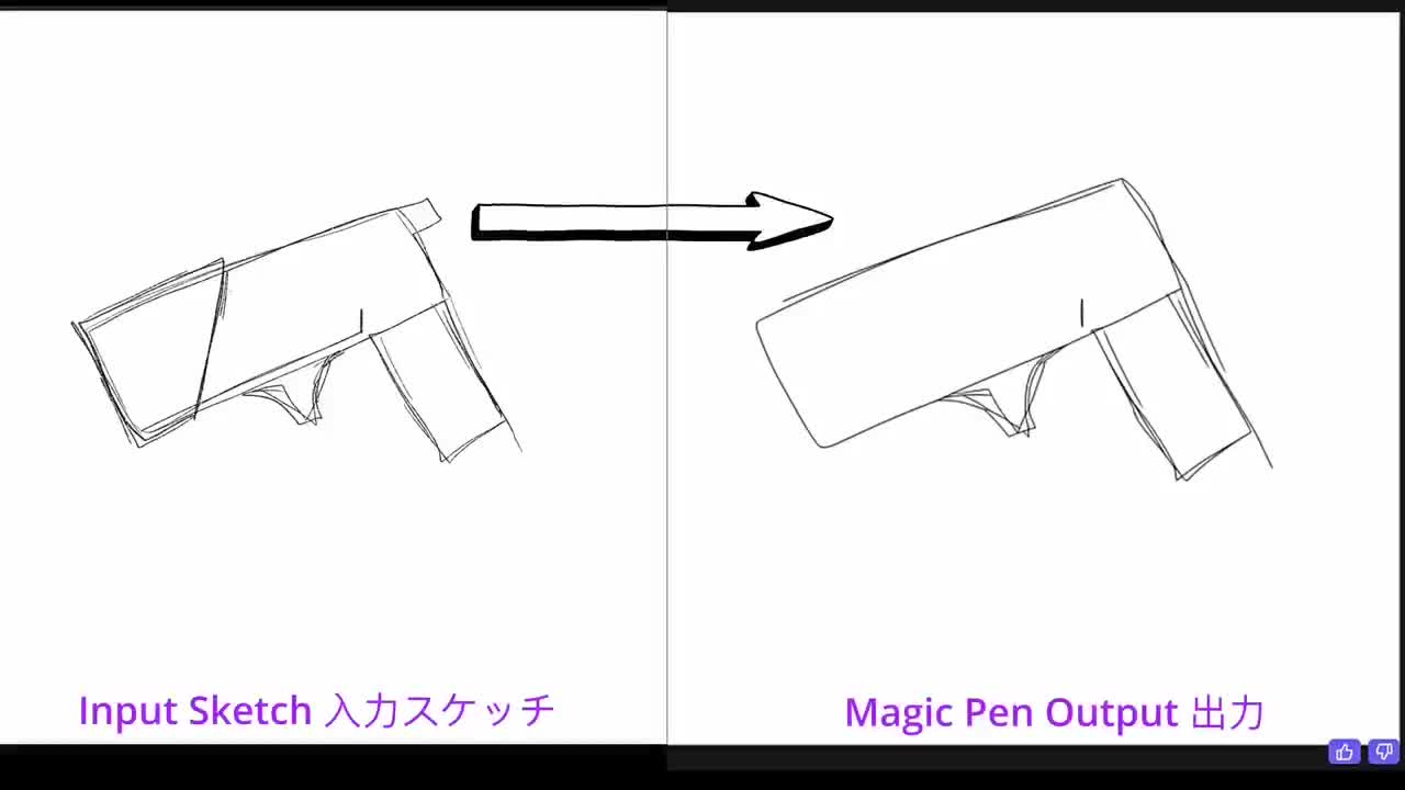 Input sketch · 入力スケッチ → Magic Pen output · 出力